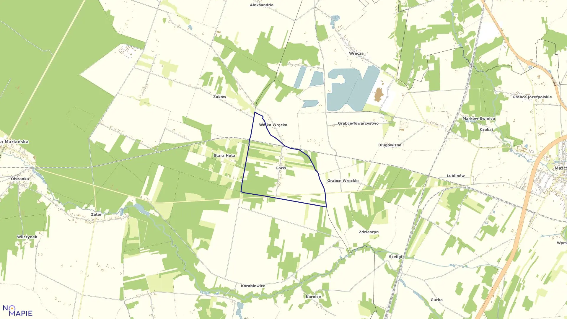 Mapa obrębu GÓRKI w gminie Puszcza Mariańska